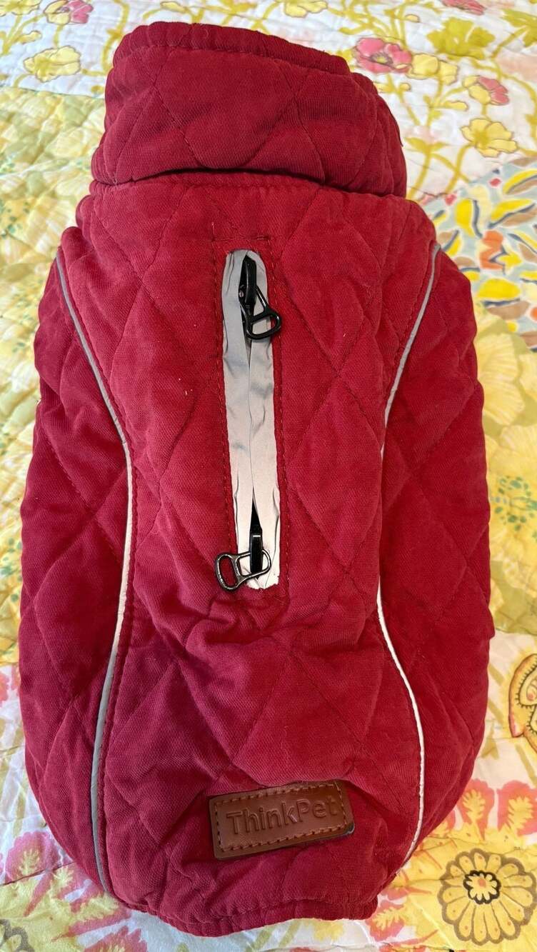 GUC ThinkPet Red Quilted Winter Dog Jacket With Reflective Trim, small